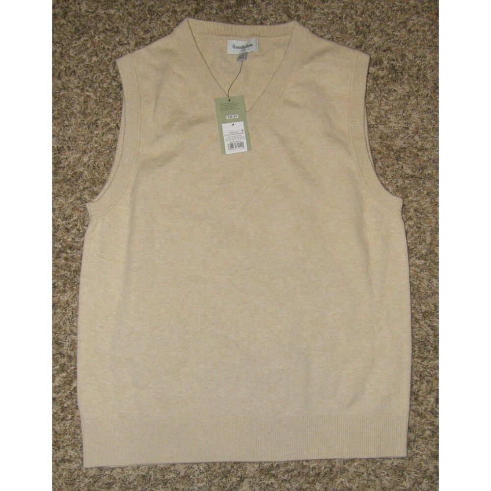 NEW Mens Sz Medium Casual or Dress Tan Soft Stretchy Pullover Sweater Vest